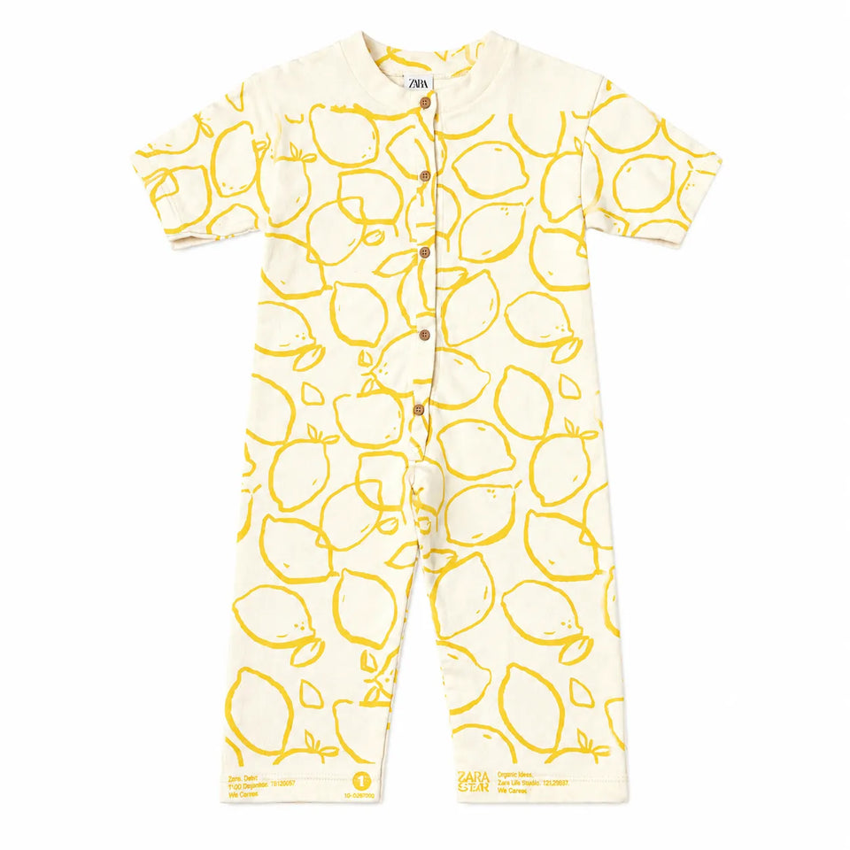 Zara Girl's White Lemon Printed Short Sleeve Overall| Zara in Lebanon