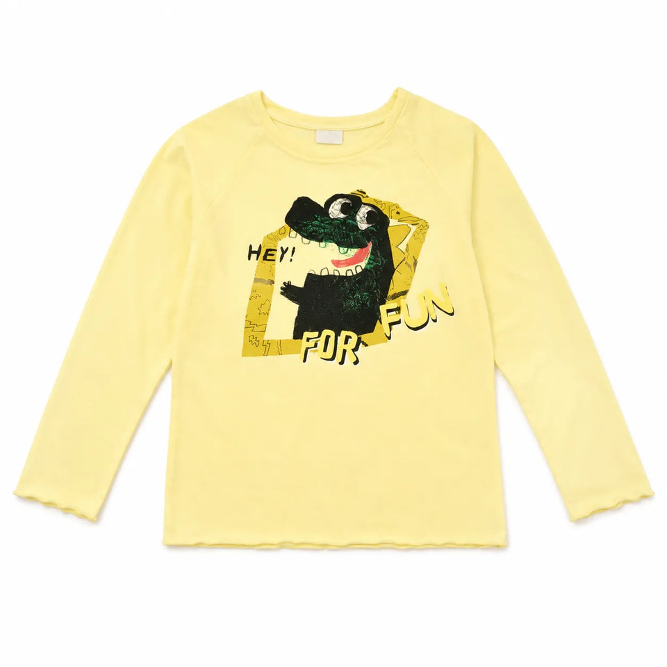 Zara Baby Boy's Light Yellow With Crocodile PrintedLong Sleeve Blouse | Zara in Lebanon
