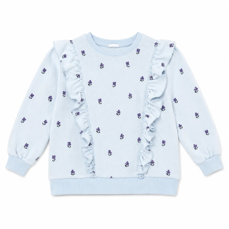 Zara Girl's Light Baby Blue Flowers Purple Printed Sweatshirt | Zara in Lebanon