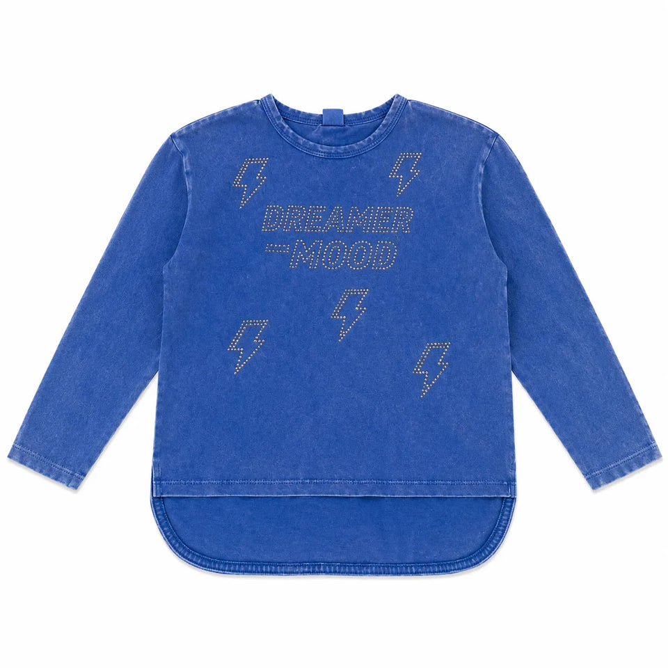 Zara Girl's Washed Royal Blue " Perfect Mood " PrintedLongSleeveless Blouse | Zara in Lebanon