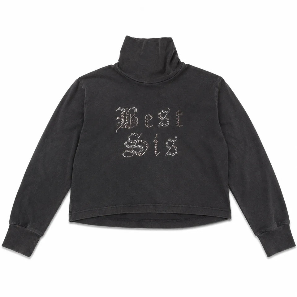 Zara Girl's Charcoal"Best Sis " Printed With Turtle NeckCropped Blouse | Zara in Lebanon