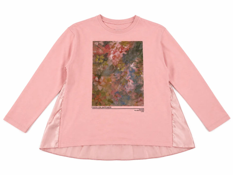 Zara Girl's Light Pink Graphic Printed Long Sleeve Blouse | Zara in Lebanon