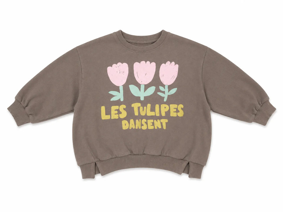 Zara Girl's Dark Beige Tulip Flowers Printed Sweatshirt | Zara in Lebanon
