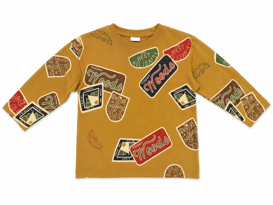 Zara Boy'sMustard Yellow With Vacation Themed Text Long Sleeve Blouse | Zara in Lebanon