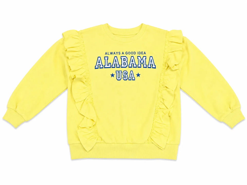 Zara Girl's Lime Green With Ruffles And "ALABAMA USA " PrintedSweatshirt | Zara in Lebanon