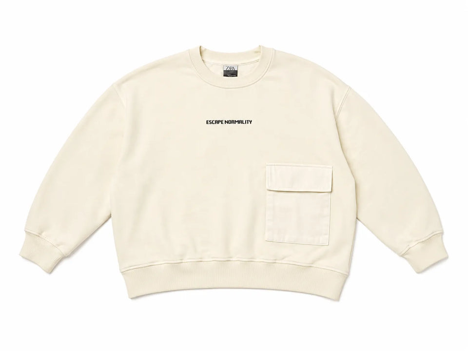 Zara Boy's Ivory " Escape Normality " Printed Sweatshirt| Zara in Lebanon