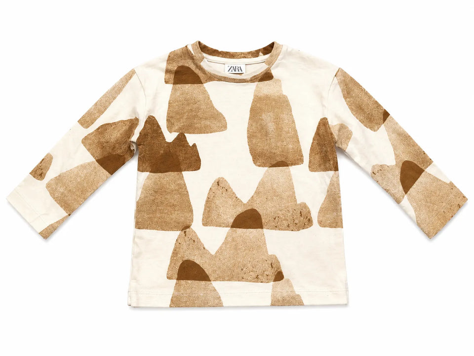 Zara Baby Boy'sOff White With An Abstract Brown Mountain Pattern Long Sleeve Blouse | Zara in Lebanon