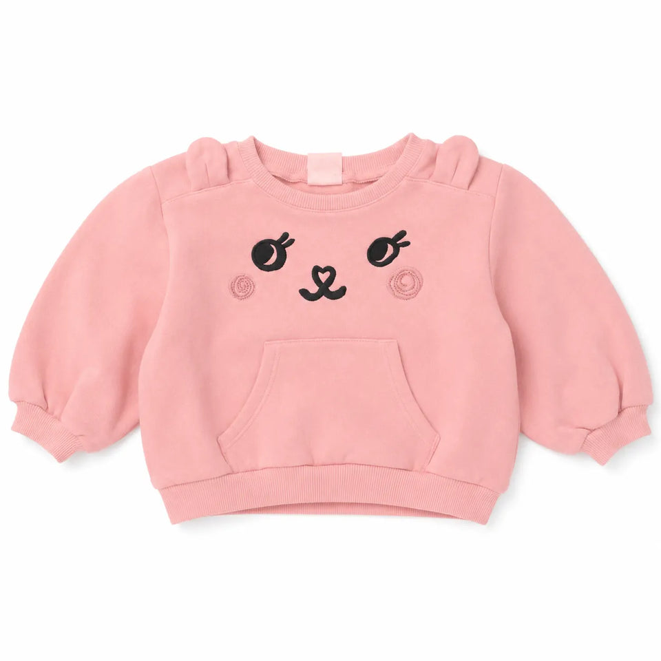 Zara Baby Girl's Light Pink With Cat Face Sweatshirt | Zara in Lebanon
