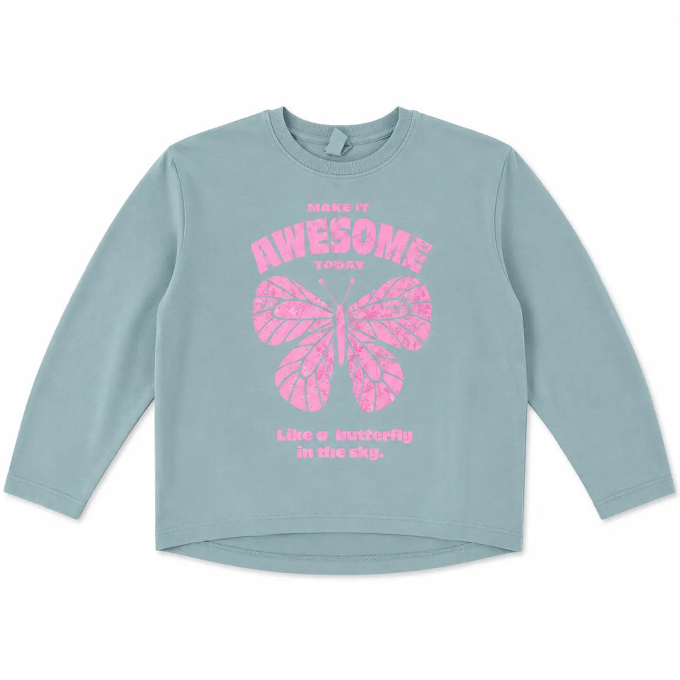 Zara Girl's Light Aqua With Butterfly PrintedSleeve Blouse | Zara in Lebanon