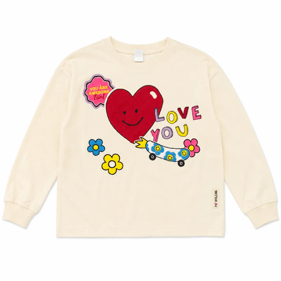 Zara Girl's Light Beige " Lovee You "Printed Blouse | Zara in Lebanon