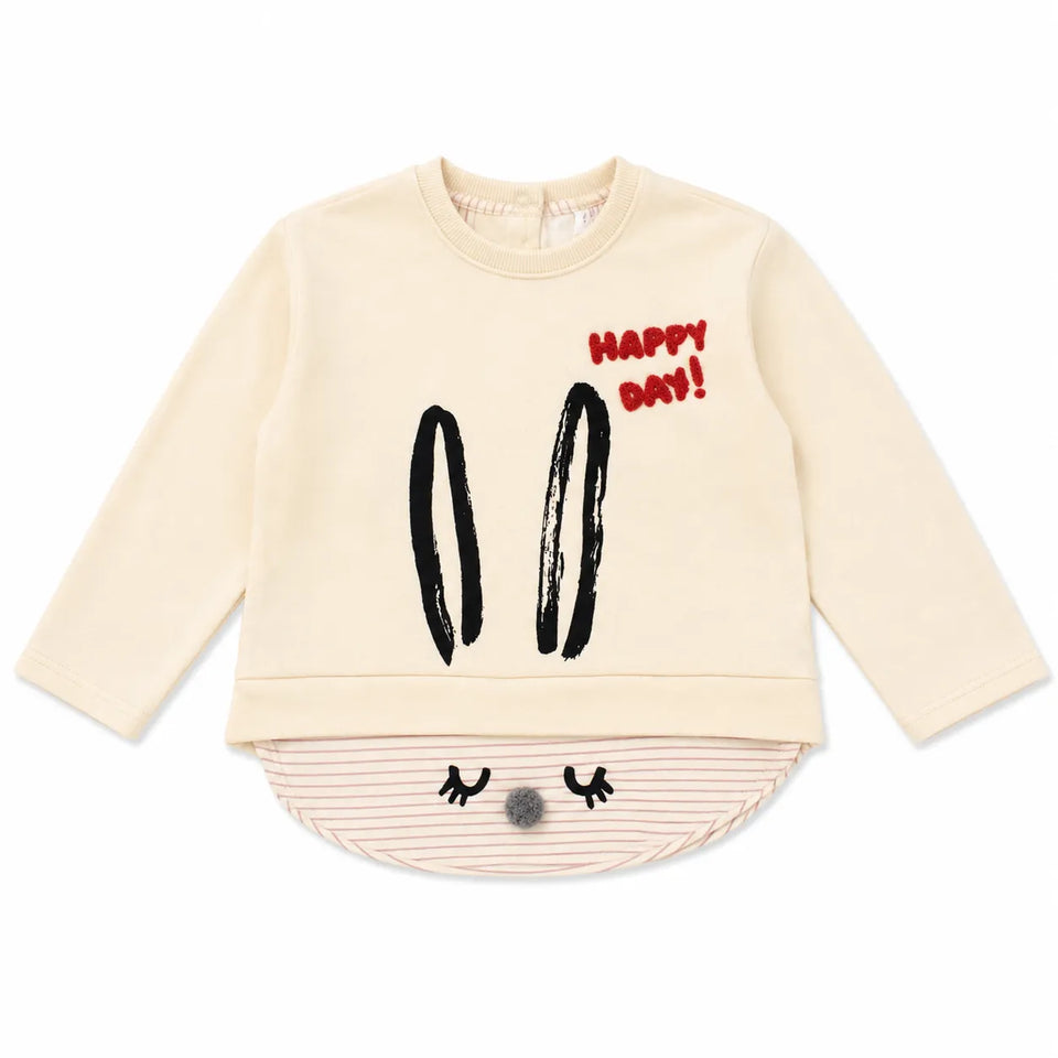 Zara Girl's Light Beige " Happy Day "Printed Sweatshirt | Zara in Lebanon