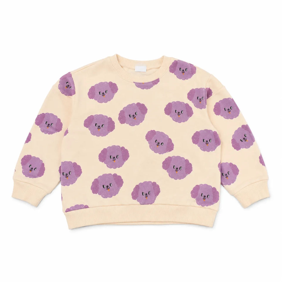 Zara Girl's Light Peach All Over Purple Cartoon Dog Print Sweatshirt| Zara in Lebanon
