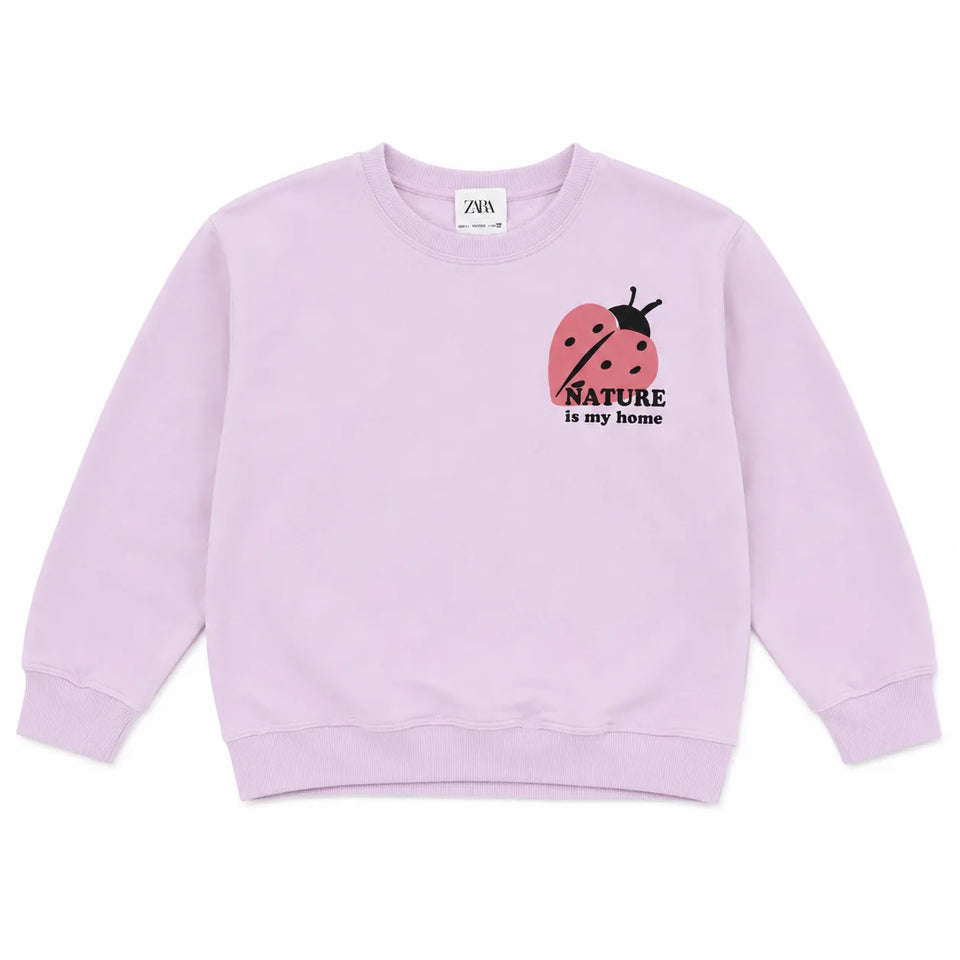 Zara Girl's Light Purple Ladybug Printed Sweatshirt| Zara in Lebanon