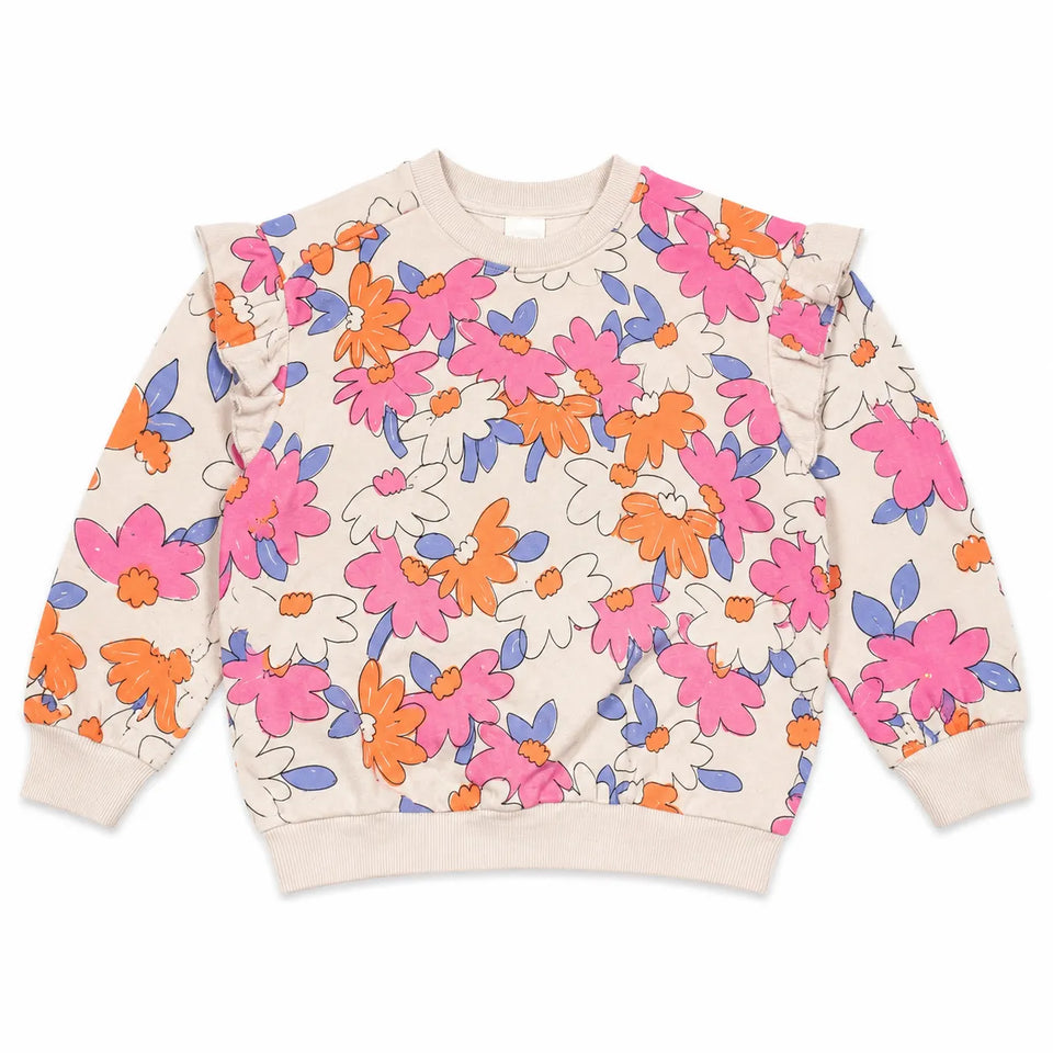 Zara Girl's Light Grey With RufflesSweatshirt| Zara in Lebanon