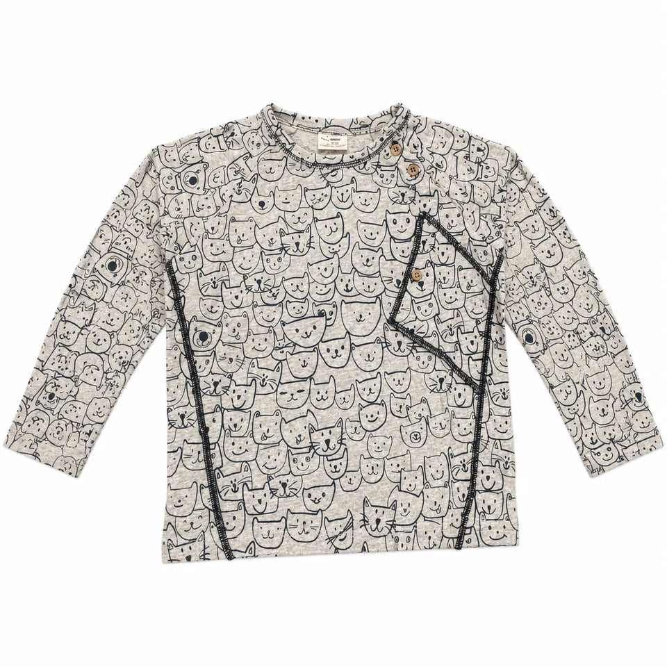 Zara Baby Boy's Beige With Cats Printed Long SleeveBlouse | Zara in Lebanon