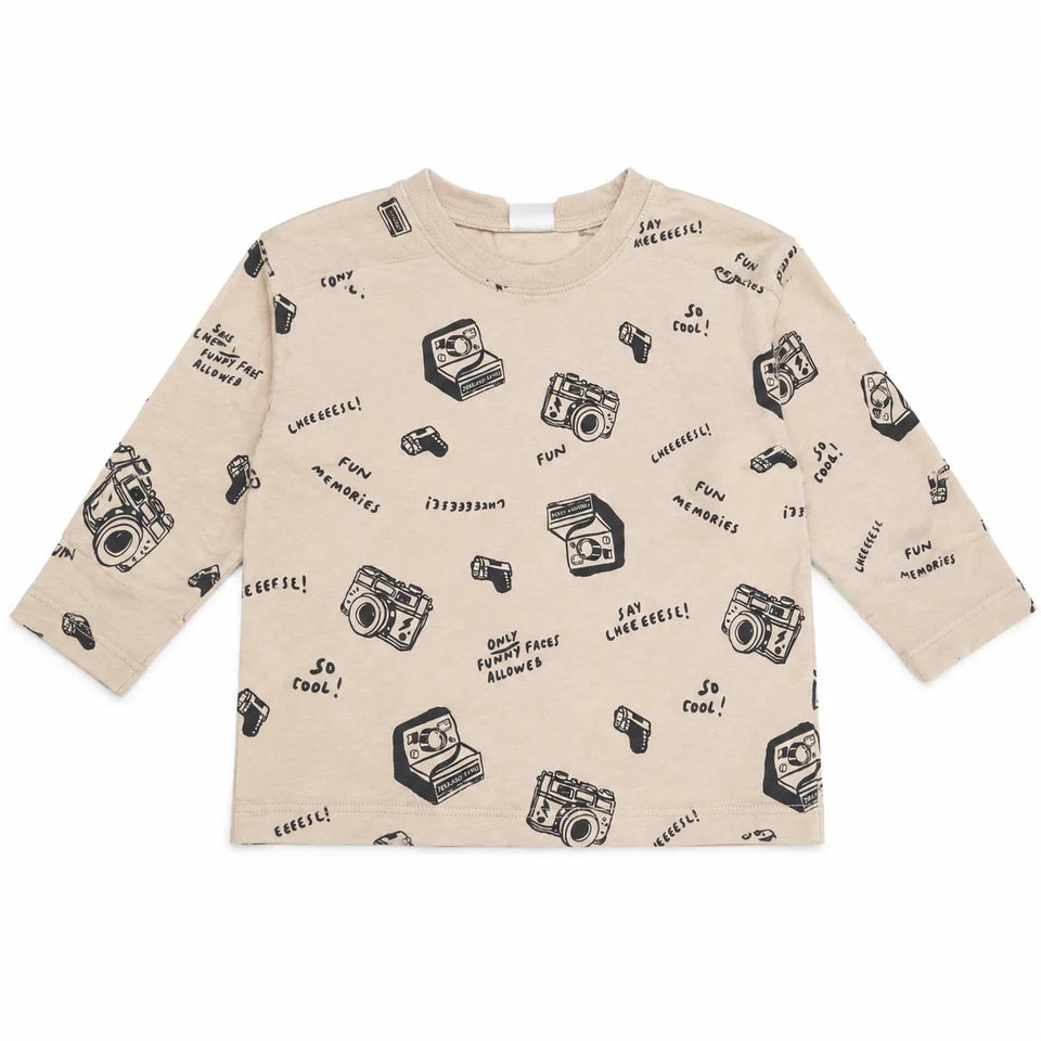 Zara Boy's Light Brown With Cameras PrintedBlouse | Zara in Lebanon