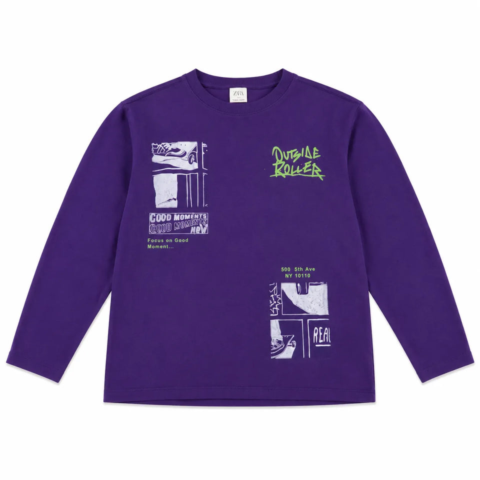 Zara Boy's Deep PurpleMorning Moments Printed Blouse| Zara in Lebanon