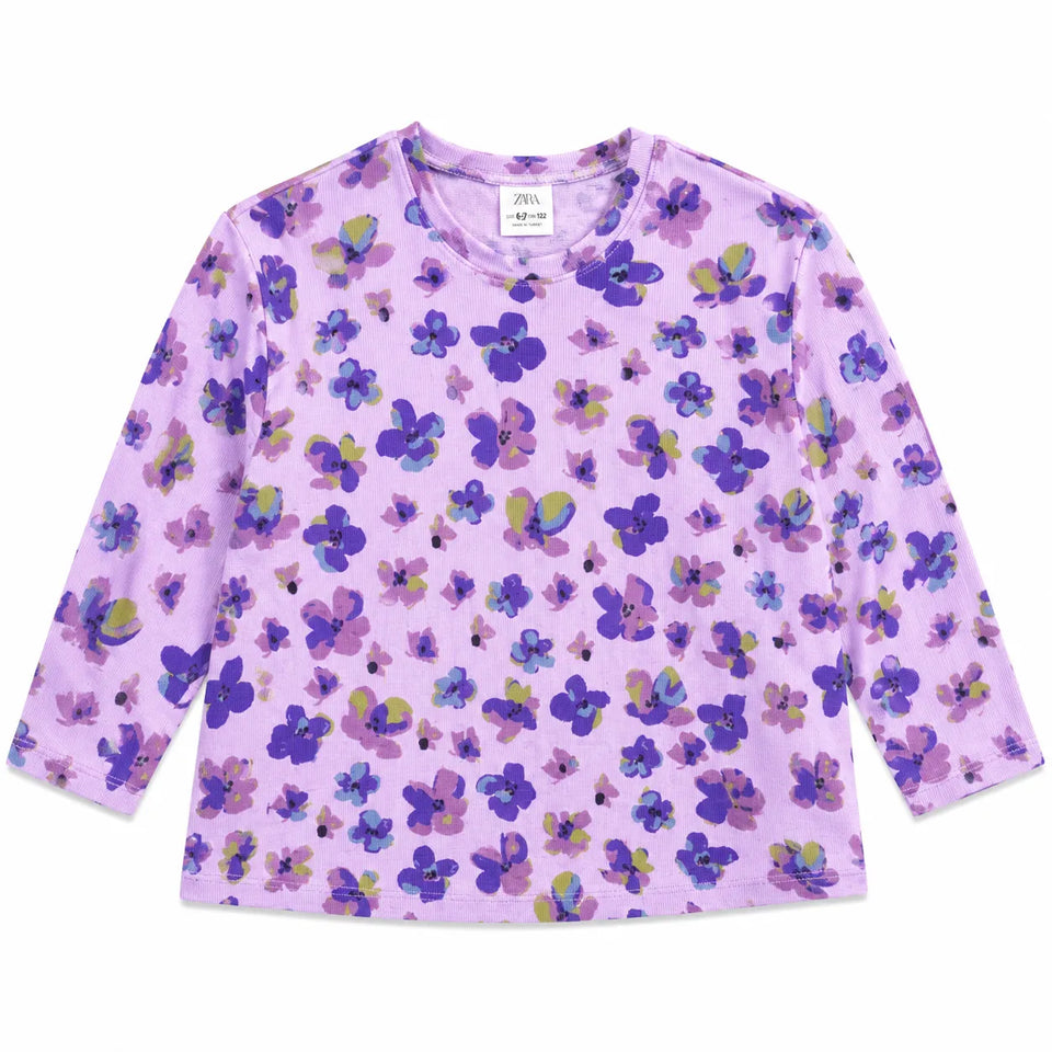 Zara Girl's Purple Floral Printed Blouse| Zara in Lebanon