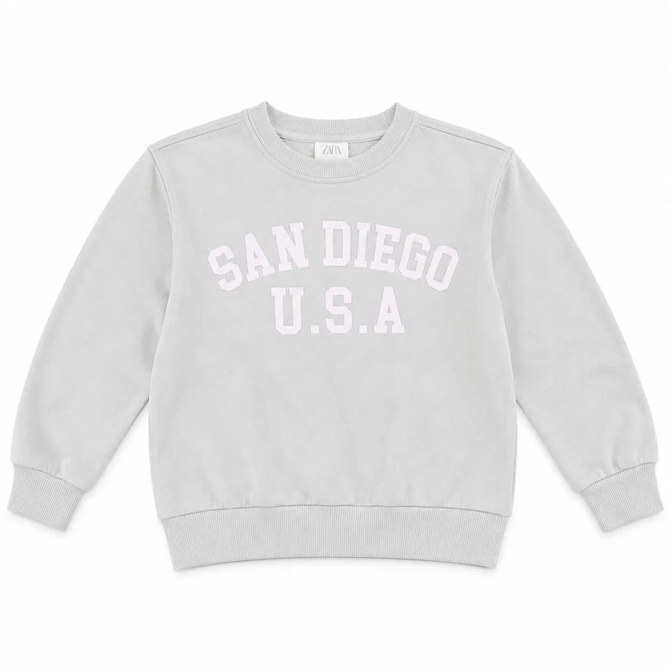 Zara Girl's Light Green " SAN DIEGO U.S.A " Printed Sweatshirt| Zara in Lebanon