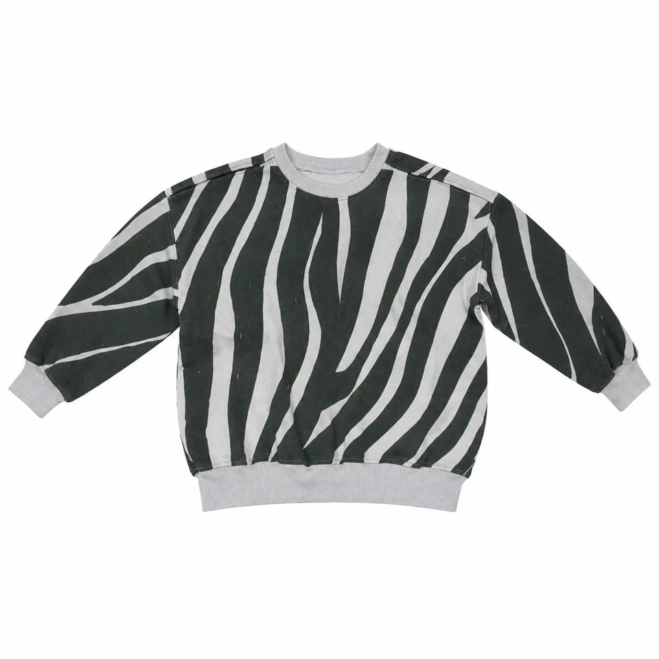 Zara Baby Girl's Grey /Olive Green Lines Printed Sweatshirt | Zara in Lebanon
