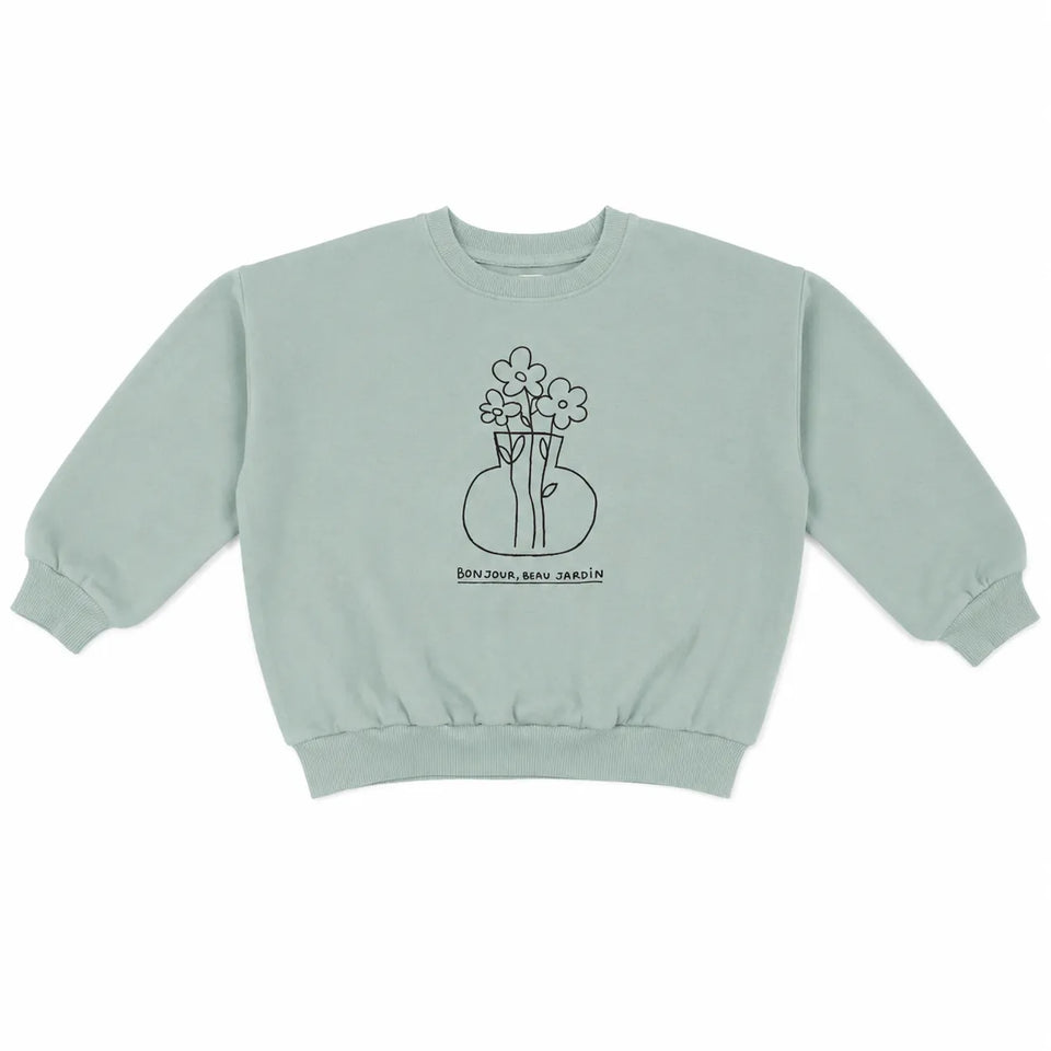 Zara Girl's Mint Green Vase Of Flowers Graphic PrintedSweatshirts| Zara in Lebanon