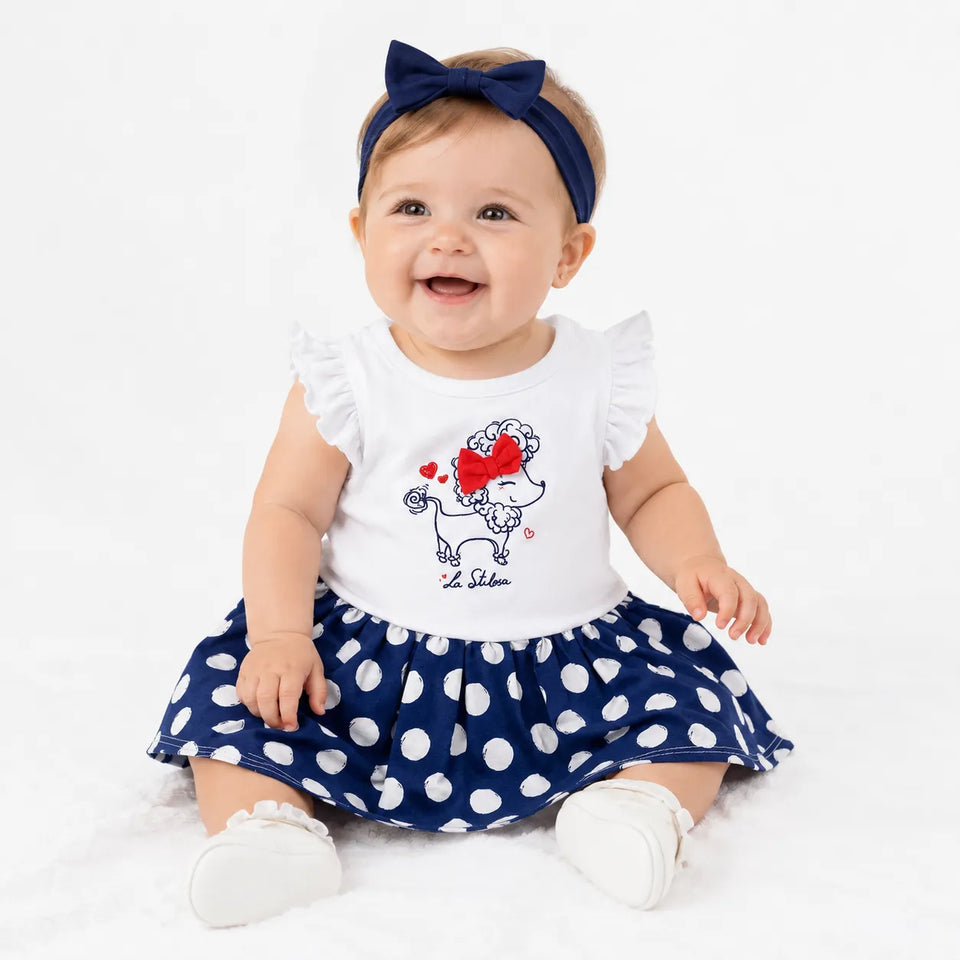 Top.Top Baby Girl's White & Navy Dress | Top.Top In Lebanon