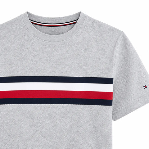 Tommy Hilfiger Men's Grey T-Shirt With Large Chest Stripe | Tommy Hilfiger In Lebanon