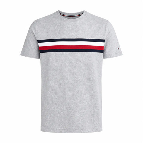 Tommy Hilfiger Men's Grey T-Shirt With Large Chest Stripe | Tommy Hilfiger In Lebanon