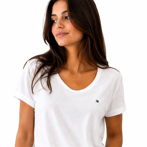 Tommy Hilfiger Women's White With Logo T-Shirt  | Tommy Hilfiger in Lebanon