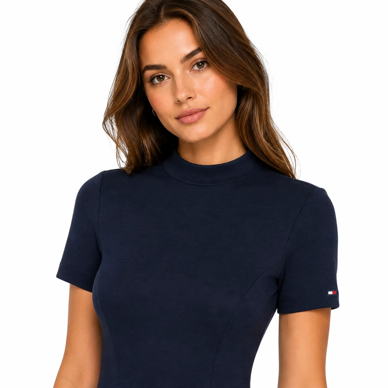 Tommy Jeans Women's Navy Blue Mock Neck short Sleeve Dress|Tommy Jeans In Lebanon
