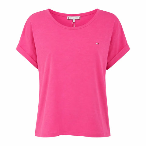 Tommy Hilfiger Women's Fuchsia Cuffed Sleeves T-Shirt | Tommy Hilfiger in Lebanon