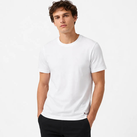 Tommy Hilfiger Men's White Logo Crew Neck T-Shirt | Tommy Hilfiger In Lebanon