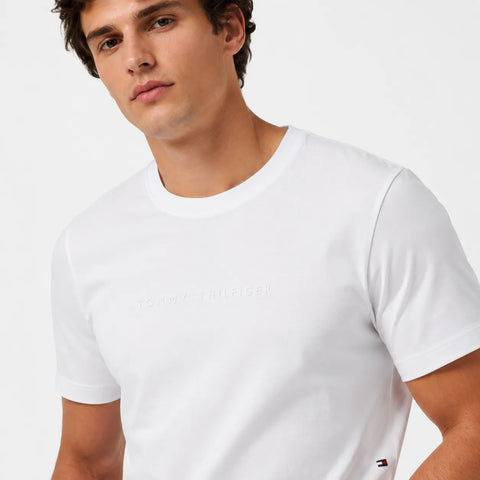 Tommy Hilfiger Men's White Logo Crew Neck T-Shirt | Tommy Hilfiger In Lebanon