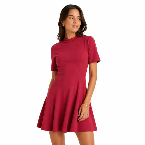 Tommy Jeans Women's Burgundy Short Sleeve Day Dress|Tommy Jeans In Lebanon