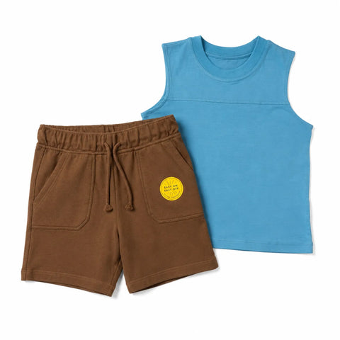 Cat & Jack Boy's Blue & Brown Short Set 2 Pieces  | Cat & Jack In Lebanon