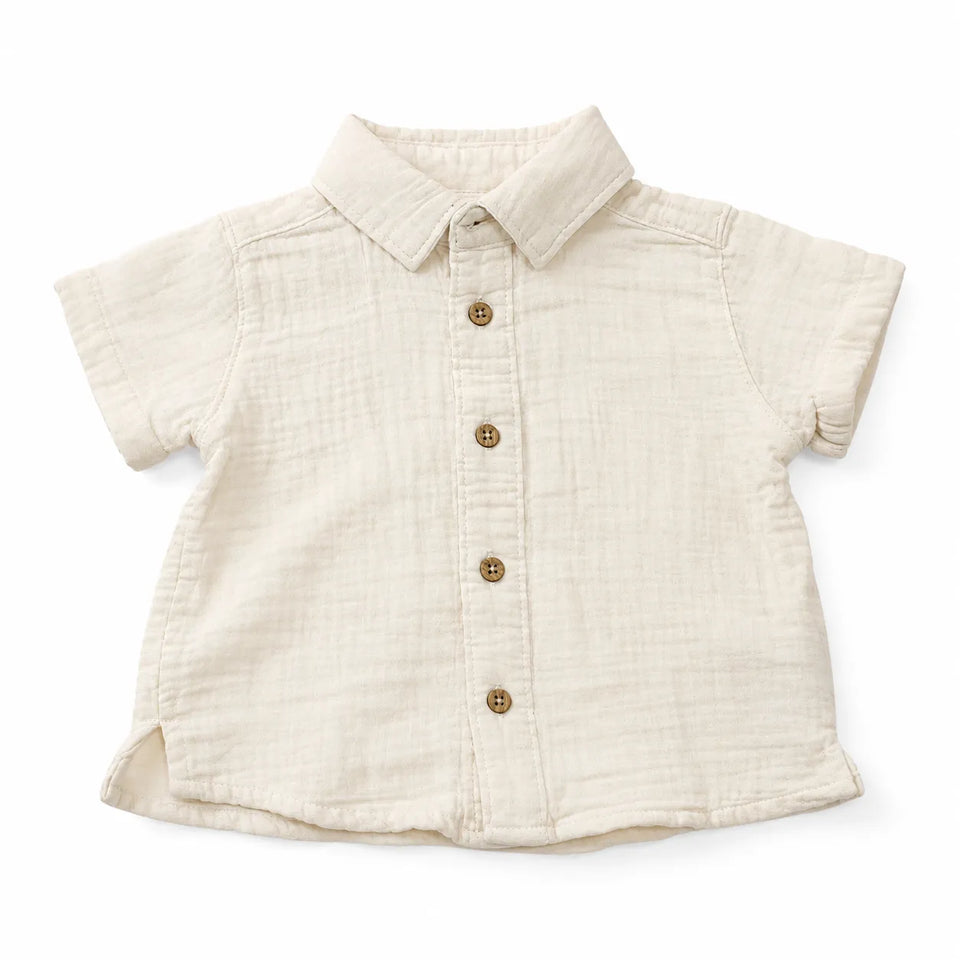 Carter's Baby Boy Off-White Crinkle Gauze Short-Sleeve Button-Down Shirt | Carter's in Lebanon