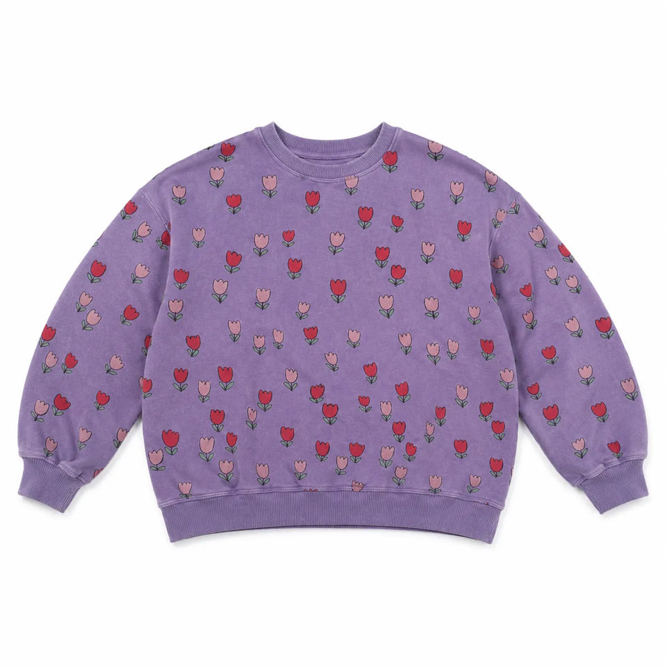 Zara Baby Girl's Dark Purple Flower Printed Sweatshirt | Zara in Lebanon