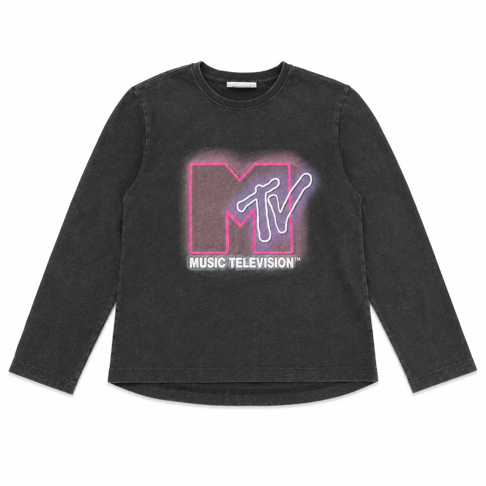 Zara Baby Girl's Washed Black "Music Television " Printed Long Sleeve Blouse| Zarain Lebanon