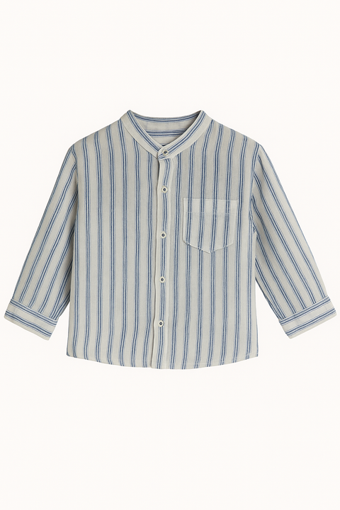 Mango Baby Boy's White & Blue Striped Shirt  |Mango In Lebanon