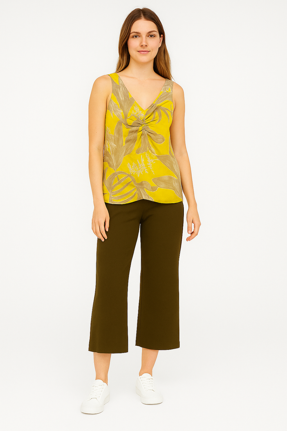 Mango Women's Dark Brown Capri Pant |Mango In Lebanon