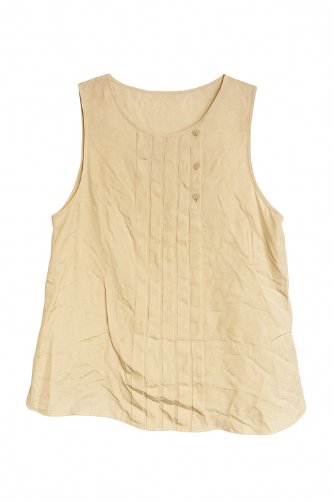 Mango Women's Beige Left Side Buttons Sleeveless Blouse |Mango In Lebanon