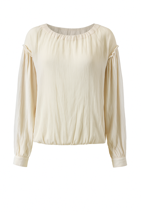 Mango Women's Off White Sheer Long Sleeve Relaxed Fit Blouse |Mango In Lebanon