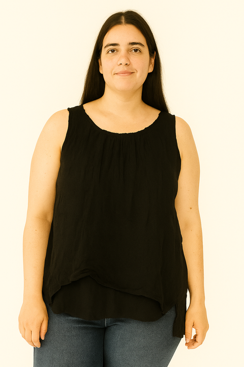 Mango Women's Black Mesh Knitted Sleeveless Blouse |Mango In Lebanon