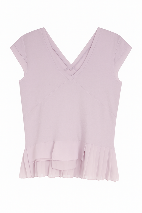 Mango Women's Light Purple V-neck Cap Sleeve Blouse |Mango In Lebanon
