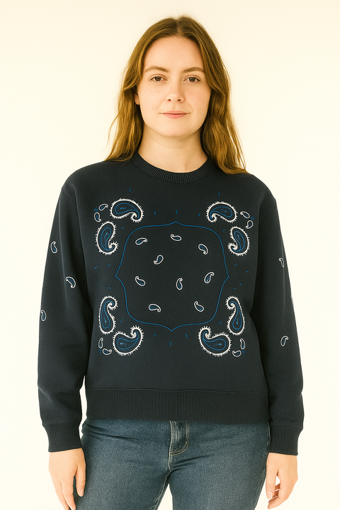 Mango Women's Navy Printed Long Sleeve Sweatshirt |Mango In Lebanon