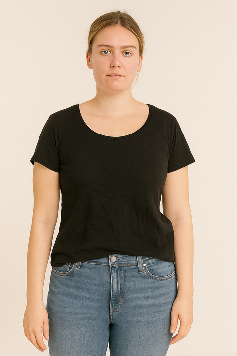 Mango Women's Black Basic Scoop Neck T-Shirt |Mango In Lebanon