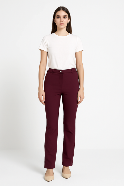 Mango Women's Burgundy Casual Pant | Mango In Lebanon