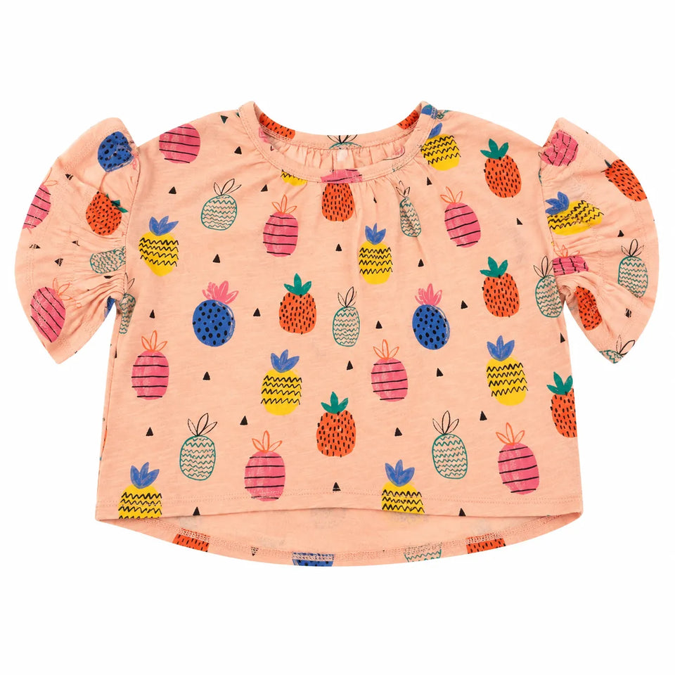Zara Baby Girl's Peach With Pineapple Print T-Shirt| Zara in Lebanon
