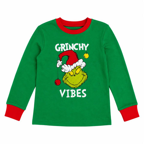 The Grinch Baby Boy's Green/Red Grinchy Vibes Printed Pajama Top  | The Grinch in Lebanon