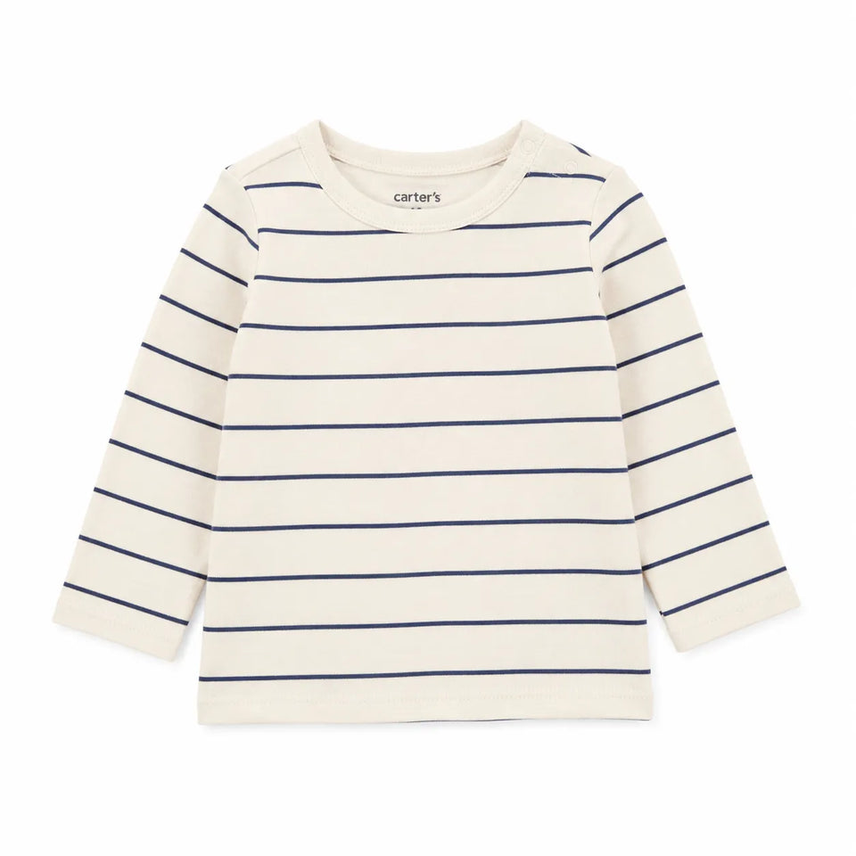Carter's Baby Boy Cream & Black Striped Long-Sleeve Blouse | Carter's in Lebanon